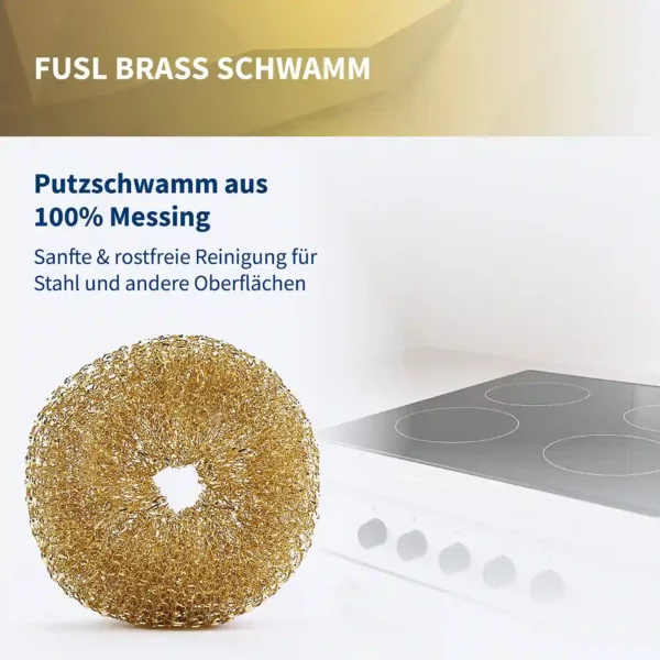 Sanfte & rostfreie Reinigung für Stahl andere Oberflächen mit dem FUSL Messingschwamm